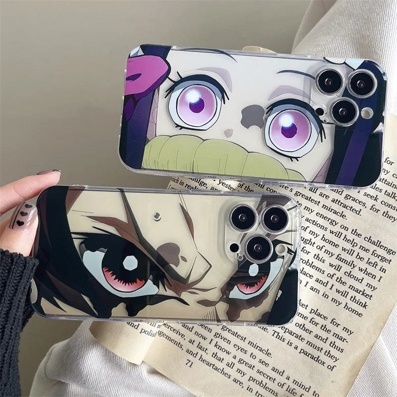 Prismatic Demon Slayer Nezuko and Tanjiro Phone Cases