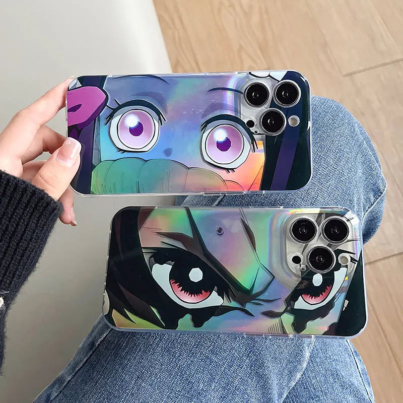 Prismatic Demon Slayer Nezuko and Tanjiro Phone Cases