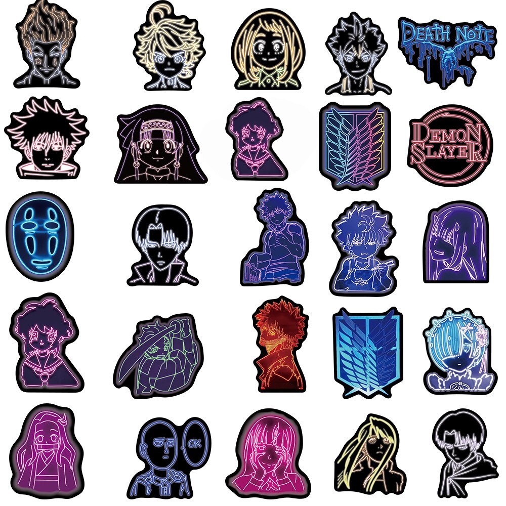 Neon Light Multi Anime Stickers