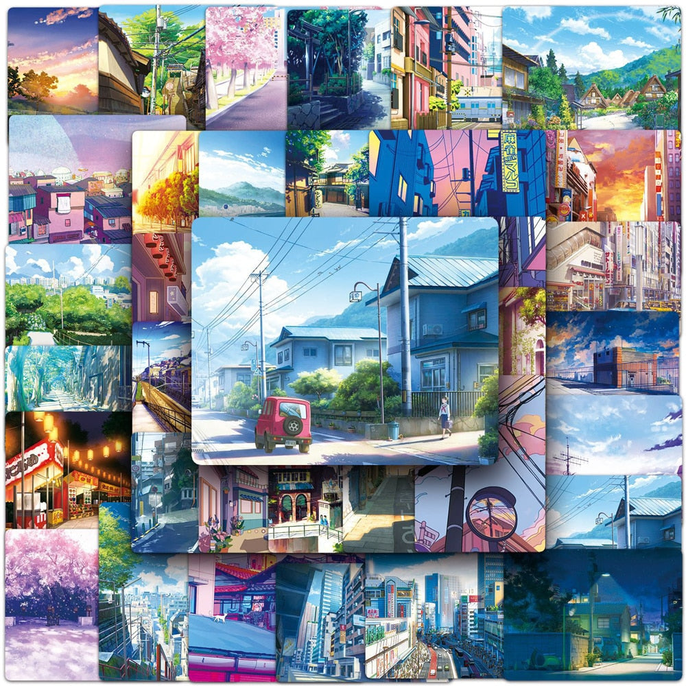 Anime Aesthetic Street View Landscape Stickers